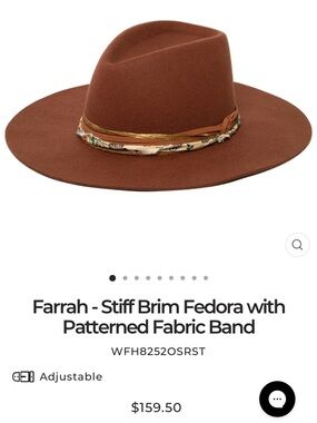 San Diego Hat Company Farrah Fedora in Rust with Patterned Band